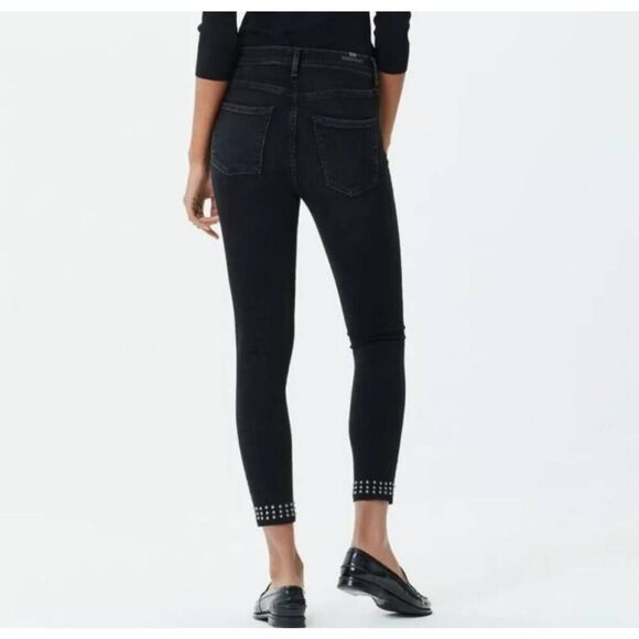 Citizens of Humanity Black Studded Rocket Ankle High Rise Skinny Jeans Size 26 - Picture 2 of 11
